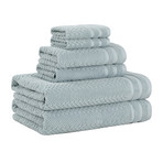 Checkerboard Six-Piece Towel Set (Charcoal Grey)