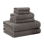 Checkerboard Six-Piece Towel Set (Charcoal Grey)