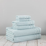 Checkerboard Six-Piece Towel Set (Charcoal Grey)