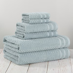 Checkerboard Six-Piece Towel Set (Charcoal Grey)