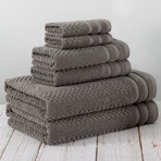 Checkerboard Six-Piece Towel Set (Charcoal Grey)