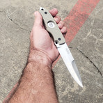 Flatline Grip Hand Spear // Khaki (Silver Smooth Blade)