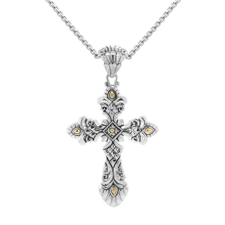 Men's Silver Cross Pendant Necklace // 22"