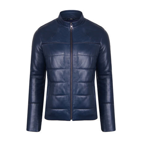 Curtis Leather Jacket // Dark Blue (S)