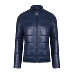 Curtis Leather Jacket // Dark Blue (XL)