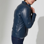 Curtis Leather Jacket // Dark Blue (XL)