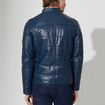 Curtis Leather Jacket // Dark Blue (XL)