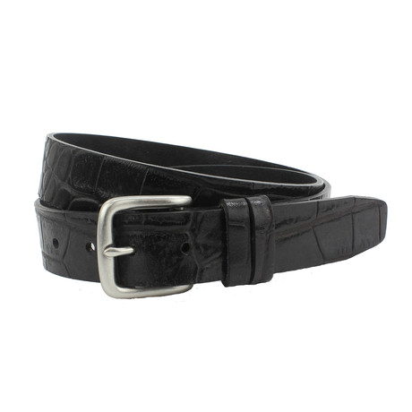 Thistleton Jeans Belt // Black Croc (32")