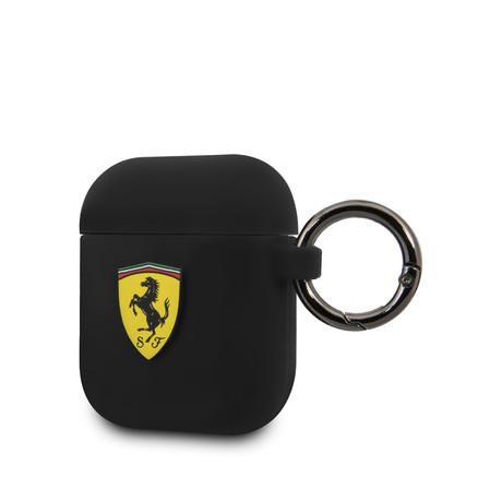 AirPod Case With Ring // Printed Shield Logo (Black)