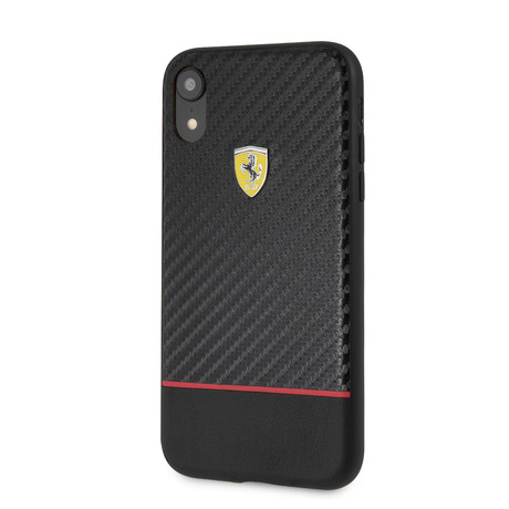 Racing Shield Leather Soft Touch Case // Black // iPhone XR