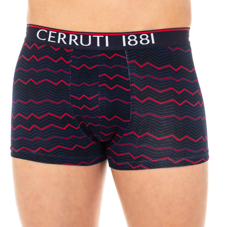 Zig-Zag Boxers // Navy Blue + Red (Small)