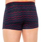 Zig-Zag Boxers // Navy Blue + Red (Small)