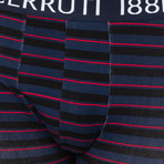 Striped Boxers // Navy Blue + Red (Small)