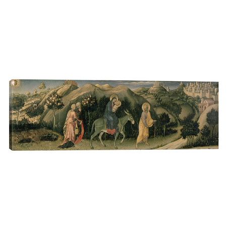 Adoration Of The Magi Altarpiece; Central Predella Panel Depicting The Flight Into Egypt, 1423 // Gentile Da Fabriano (36"W x 12"H x 0.75"D)