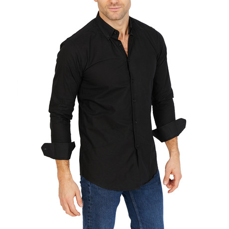 Aaron Long Sleeve Button-Up Shirt // Black (Small)
