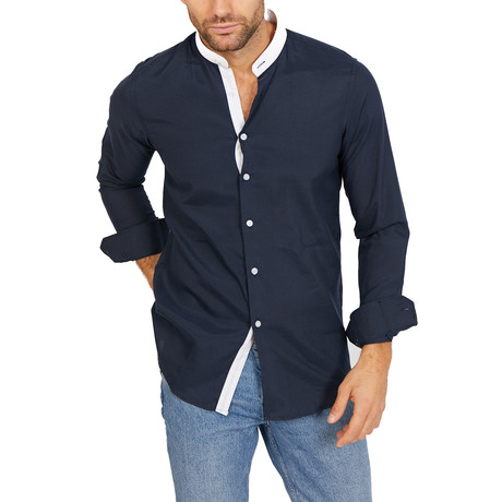Jack Long Sleeve Button-Up Shirt // Dark Blue (Small)