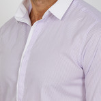 Brayden Long Sleeve Button-Up Shirt // Lavender Stripe (Small)