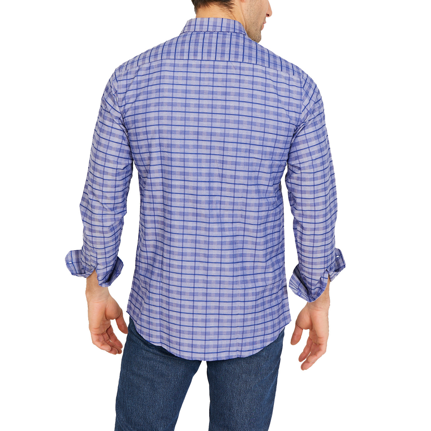 Lincoln Checkered Long Sleeve Button-Up Shirt // Light Blue + Gray ...