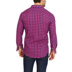 Jordan Checkered Long Sleeve Button-Up Shirt // Pink + Blue (Small)
