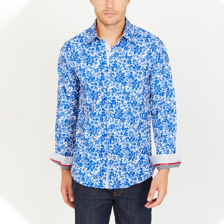 Levi Paisley Long Sleeve Button-Up Shirt // Blue (Large)