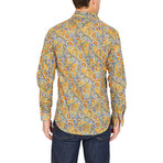 Caleb Paisley Long Sleeve Button-Up Shirt // Mustard (Large)