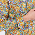 Caleb Paisley Long Sleeve Button-Up Shirt // Mustard (Small)