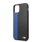 Faux Leather Carbon Effect + Smooth Contrast Strip // Blue (iPhone 11)