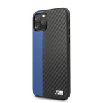 Faux Leather Carbon Effect + Smooth Contrast Strip // Blue (iPhone 11)