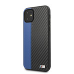 Faux Leather Carbon Effect + Smooth Contrast Strip // Blue (iPhone 11)