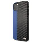 Faux Leather Carbon Effect + Smooth Contrast Strip // Blue (iPhone 11)