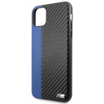 Faux Leather Carbon Effect + Smooth Contrast Strip // Blue (iPhone 11)