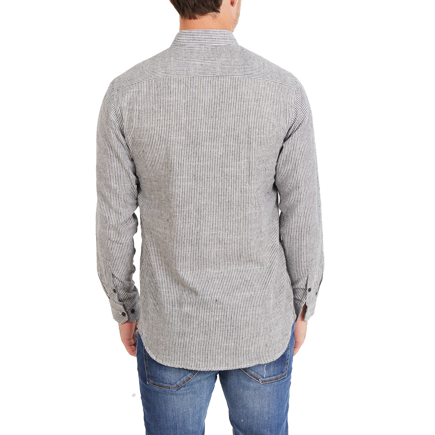 Williams Pinstripe Long Sleeve Button-Up Shirt // Gray (Large) - St ...