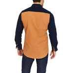 Oliver Long Sleeve Button-Up Shirt // Tan with Black Design (Small)