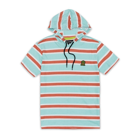 Recess Stripe Hoodie // Orange + Light Blue (S)