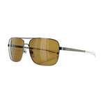 Men's Pilot Polarized Sunglasses // Satin Ruthenium + Brown
