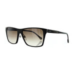 Men's Square Sunglasses // Matte Black + Brown Gradient