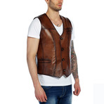 Bluebird Leather Vest // Tobacco (XS)
