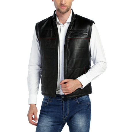 Swallow Leather Vest // Black (XS)