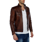 Woodpecker Leather Jacket // Tobacco (L)