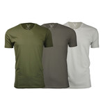 Ultra Soft Suede Crew-Neck // Military Green + Stone + Sand // Pack of 3 (S)