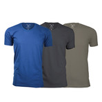 Ultra Soft Suede Crew-Neck // Royal Blue + Heavy Metal + Sand // Pack of 3 (S)