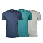 Ultra Soft Suede Crew-Neck // Navy + Teal + Sand // Pack of 3 (S)