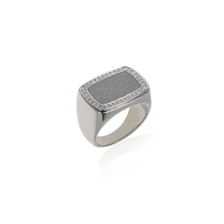 Victor Mayer 18k White Gold Enamel Diamond Ring // Ring Size: 9.75