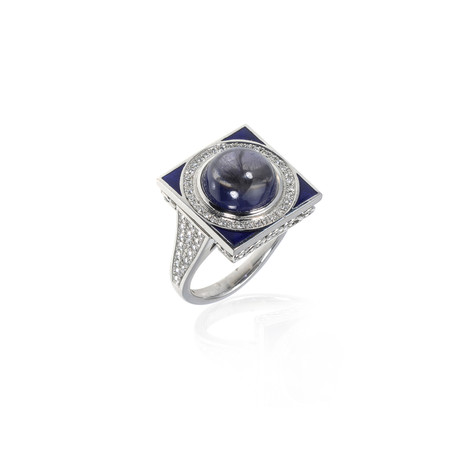 Victor Mayer 18k Gold Enamel Diamond + Iolite Ring // Ring Size: 6.75