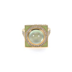 Victor Mayer 18k Yellow Gold + Enamel Diamond + Prehnite Ring // Ring Size: 7