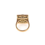 Victor Mayer 18k Yellow Gold + Enamel Diamond + Prehnite Ring // Ring Size: 7