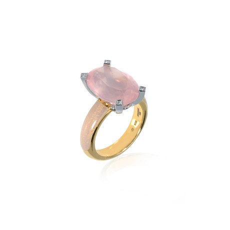 Victor Mayer 18k Gold Enamel Diamond + Quartz Ring II // Ring Size: 7