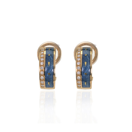 Victor Mayer 18k Yellow Gold Enamel Diamond Earrings I