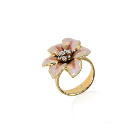 Victor Mayer 18k Two-Tone Gold Enamel Diamond Ring // Ring Size: 6.5