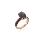 Victor Mayer 18k Gold Enamel Diamond + Garnet Ring // Ring Size: 7